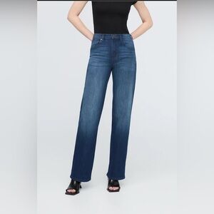 High-Rise Wide-Leg Jeans in Deep Blue Wash Preppy shape retention flexibility 25